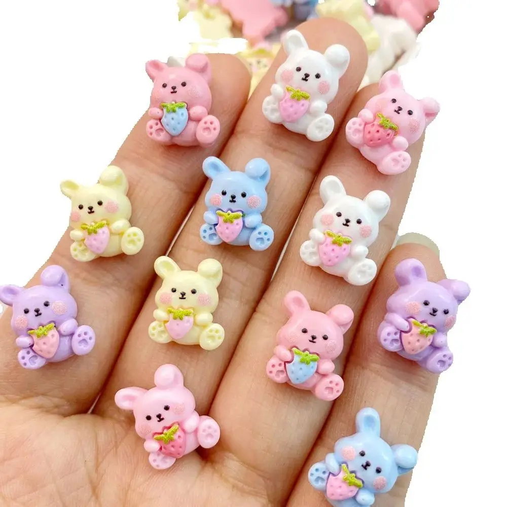 20Pcs New Cute Mini Cartoon Little Rabbit Resin Flatback Ornament Jewelry Making Manicure Hairwear Accessorie