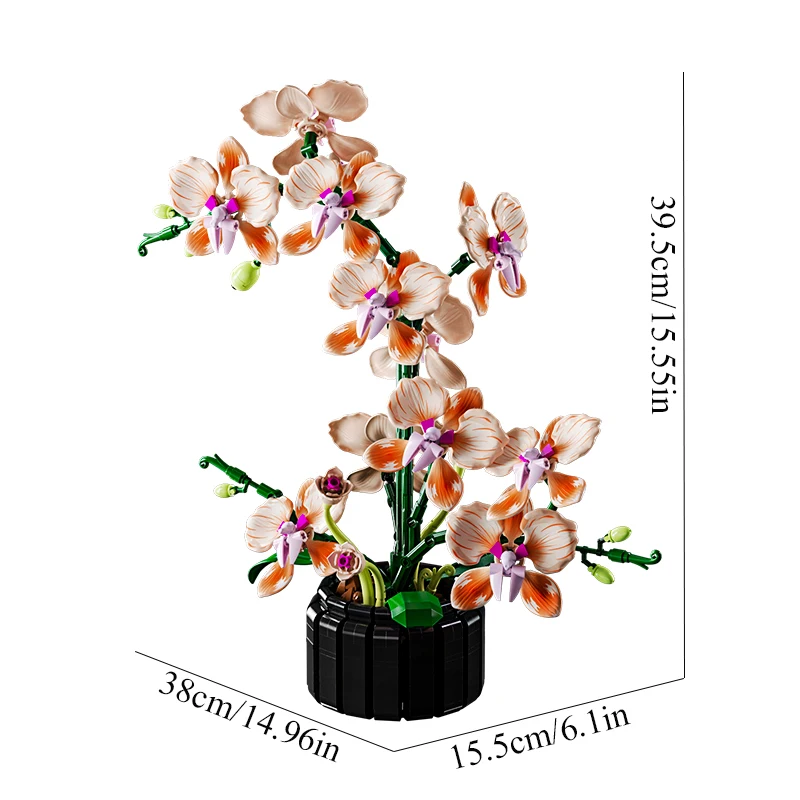 Boeket Orchideebloesem Bouwstenen DIY Bloemen Speelgoed voor Kind Volwassen DIY Montage Speelgoed Realistisch Bloemendisplay Huis Decor