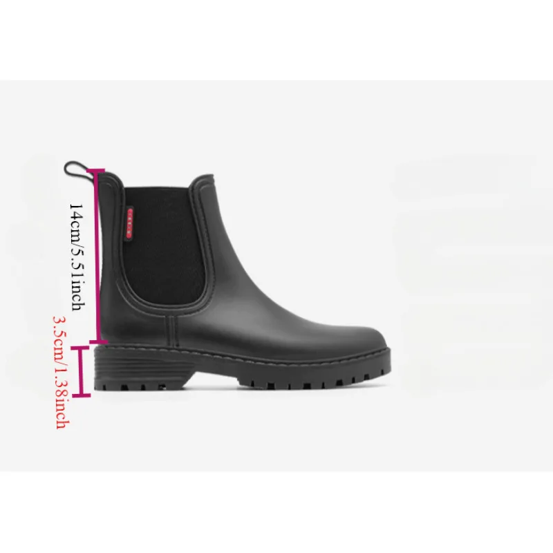 Women's short tube anti slip rain shoes, lightweight waterproof water shoes, fashionable Chelsea rain boots, PVC one-time moldin