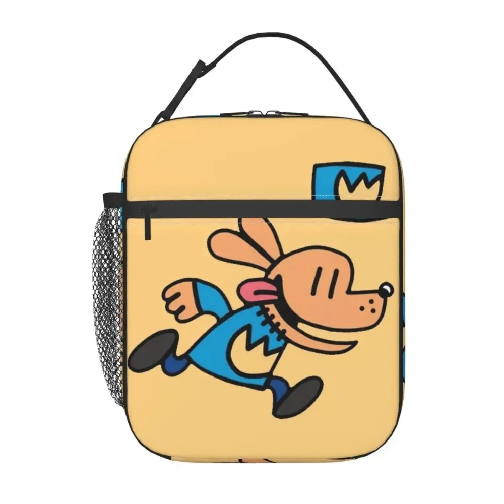 Vintage Officer Dog Man Running Insulated Lunch Bag Cartoon Comic Food Bag Reusable Cooler Thermal Lunch Box For Travel