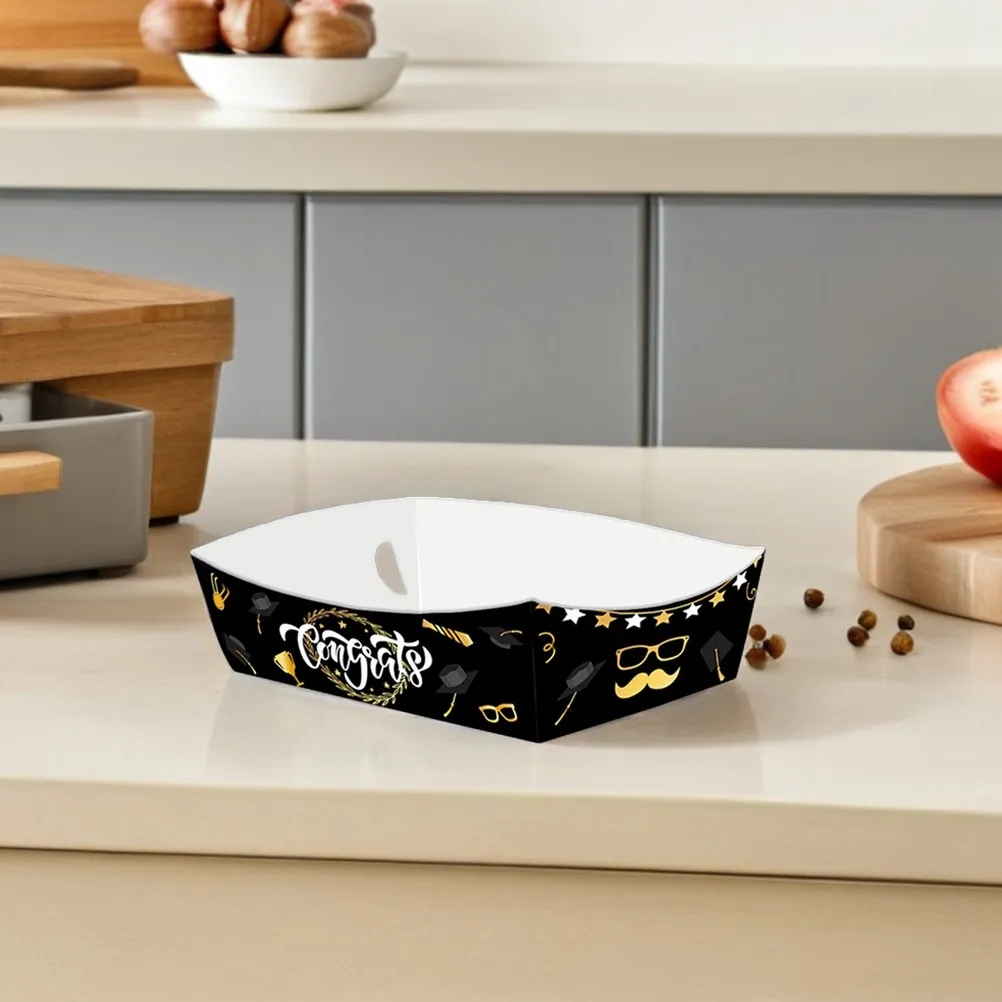 24 Bandejas de Papel para Comida con Forma de Barco para Celebraciones de Graduación, para Papas Fritas y Pollo