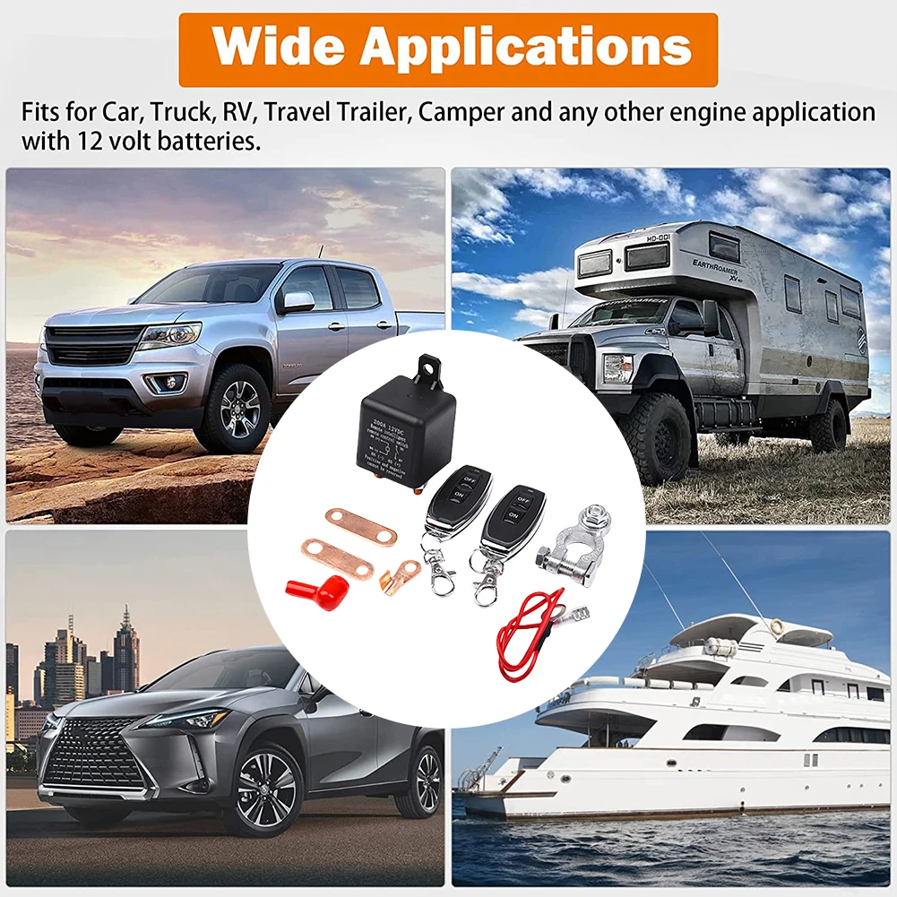 Wireless Remote Master Kill Cut-off 200A Car Battery Intelligent Breaker Remote Control Disconnect Car Battery Disconnect Relay