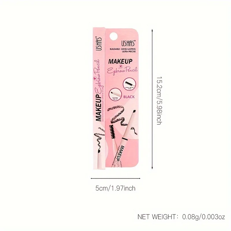 USHAS, matita per sopracciglia a doppia estremità, punta triangolare, matita per sopracciglia facile da usare (4 colori)