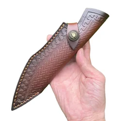 24cm Cowhide Fixed Blade Knife Protective Cover Leather Sheath Belt Straight Knife Holsters Scabbard With Waist Belt Buckle