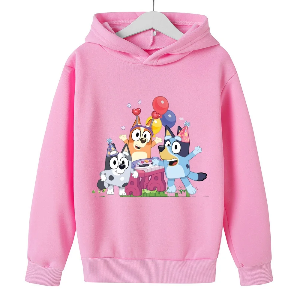 Anime Bluey Hooded Children Spring Autumn Long-sleeved Sweatshirt Bingo Family Pure Cotton Loose Korean Style Casual Clothes