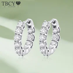 TBCYD 3mm 1.8cttw D Color Moissanite Hoop Earrings For Women S925 Silver Diamond Ear Buckle Luxury Hoops Classic Fine Jewelry