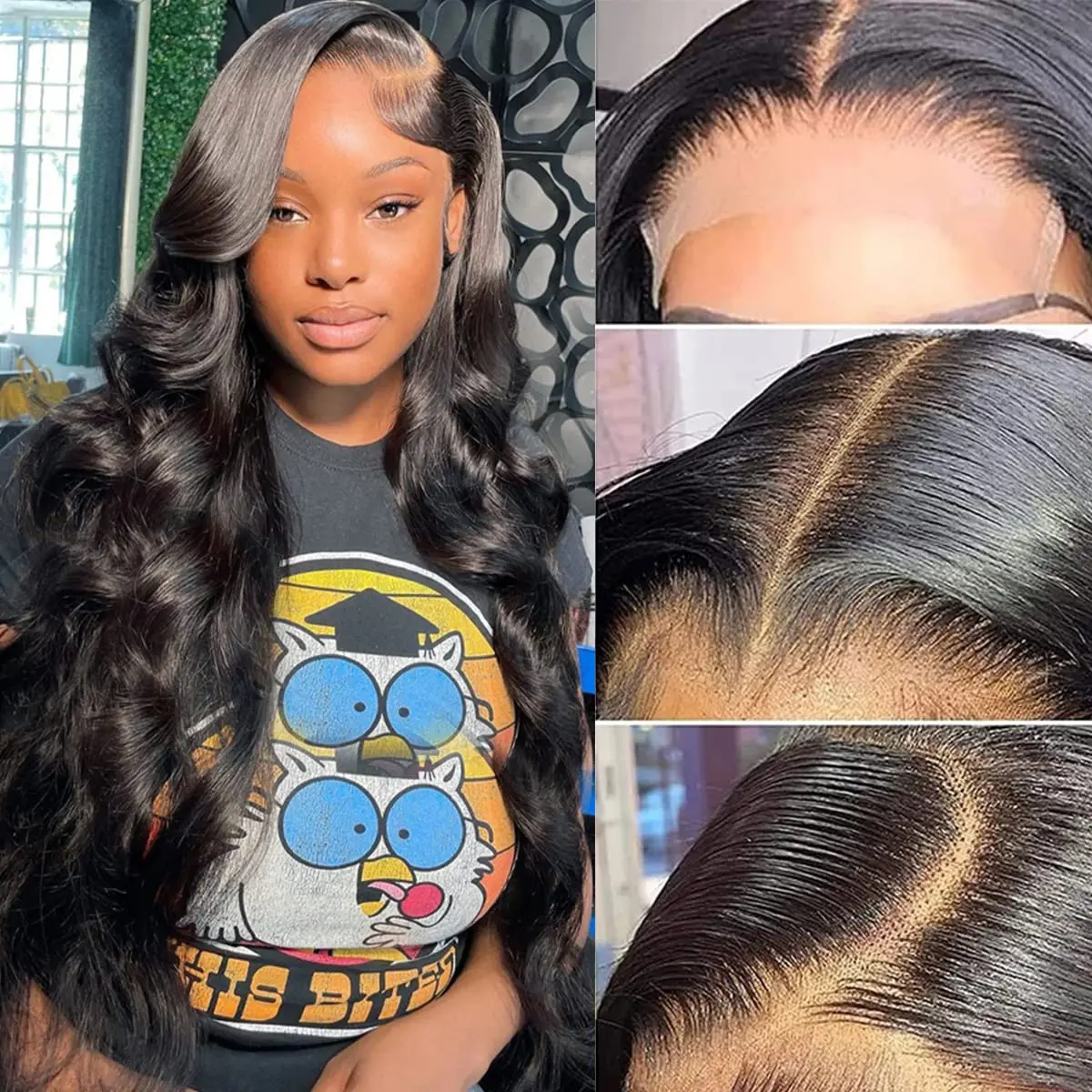 

Body Wave Lace Front Wigs Human Hair Pre Plucked with Baby Hair 4×4 Lace Closure Wigs for Black Women Natural Color 220 Density