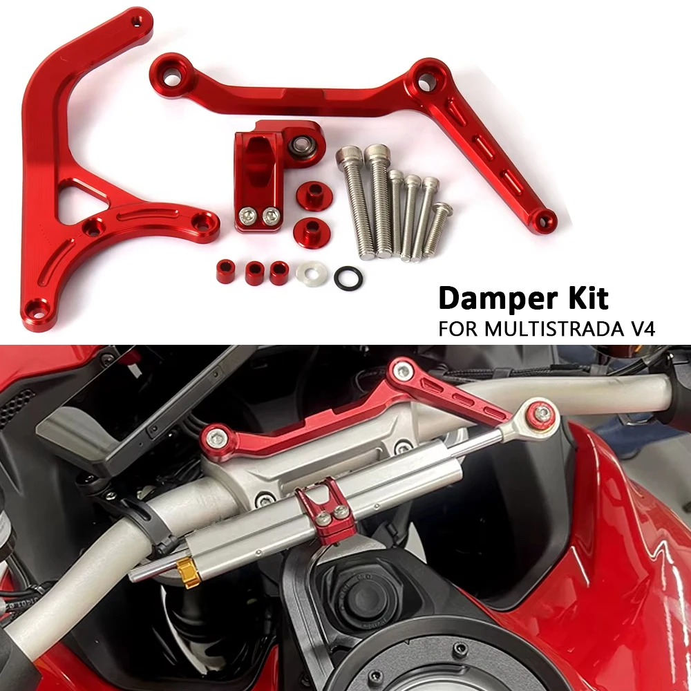 

For Ducati Multistrada V4 RS 2024 MULTISTRADA V4 S Pikes Peak Steering Damper Stabilizer Bracket Support Mounting With Logo Kit