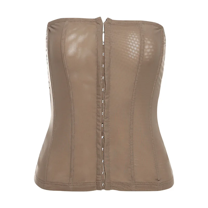2025 Spring New Women's Clothing Solid Color Slim-fit Street Fashion One-word Collar Chest-wrapped Backless Vest