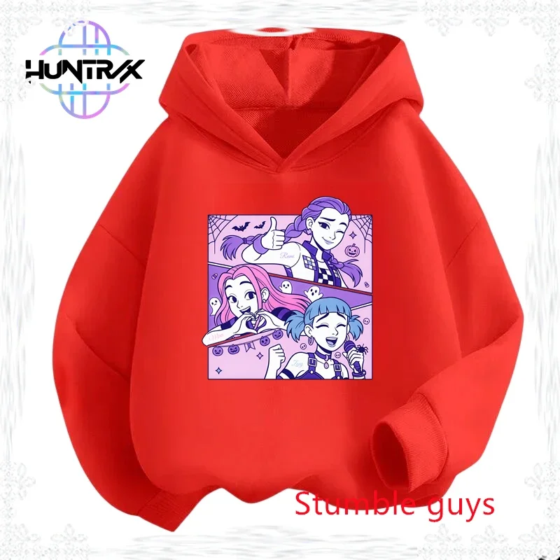 

Girls Anime Kpop Demon Hunters Hoodie Autumn Rumi Warm Soft Halloween Sweet Print Boys Hooded Sweatshirt​