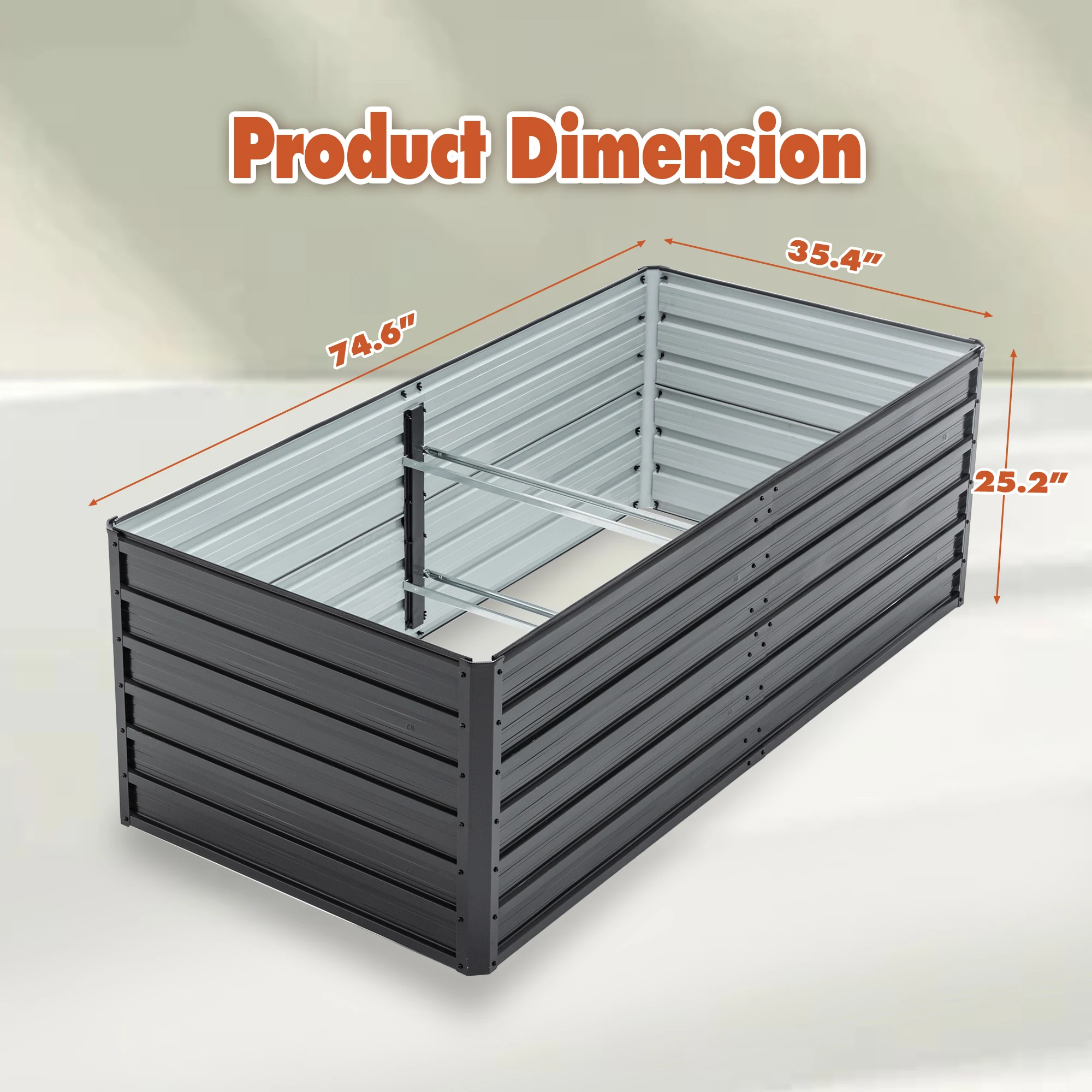 2-Pack 6x3x2 FT Galvanized Metal Raised Garden Beds, Reinforced Rustproof Colored Steel Planter Boxes for Vegetables, Flowers, H