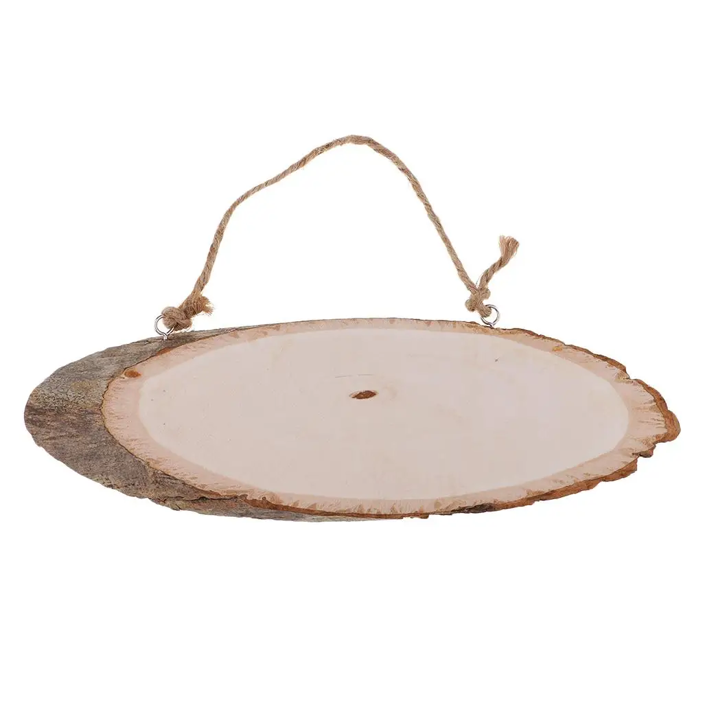 Natural Wood Slice with Bark Lines Unfinished Pine Plaque Rustic Craft Block for Wedding Table Centerpieces DIY Decorations