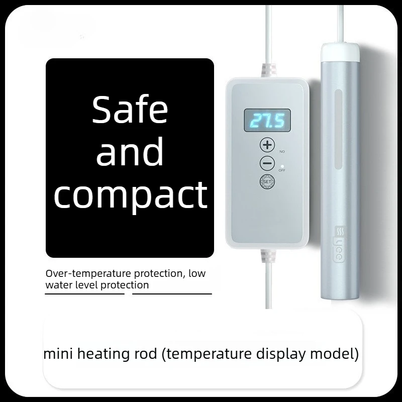 Digital Display Mini Turtle Tank Heater Low Water Level Auto Constant Temperature Heating Rod for Small Ornamental Fish Aquarium