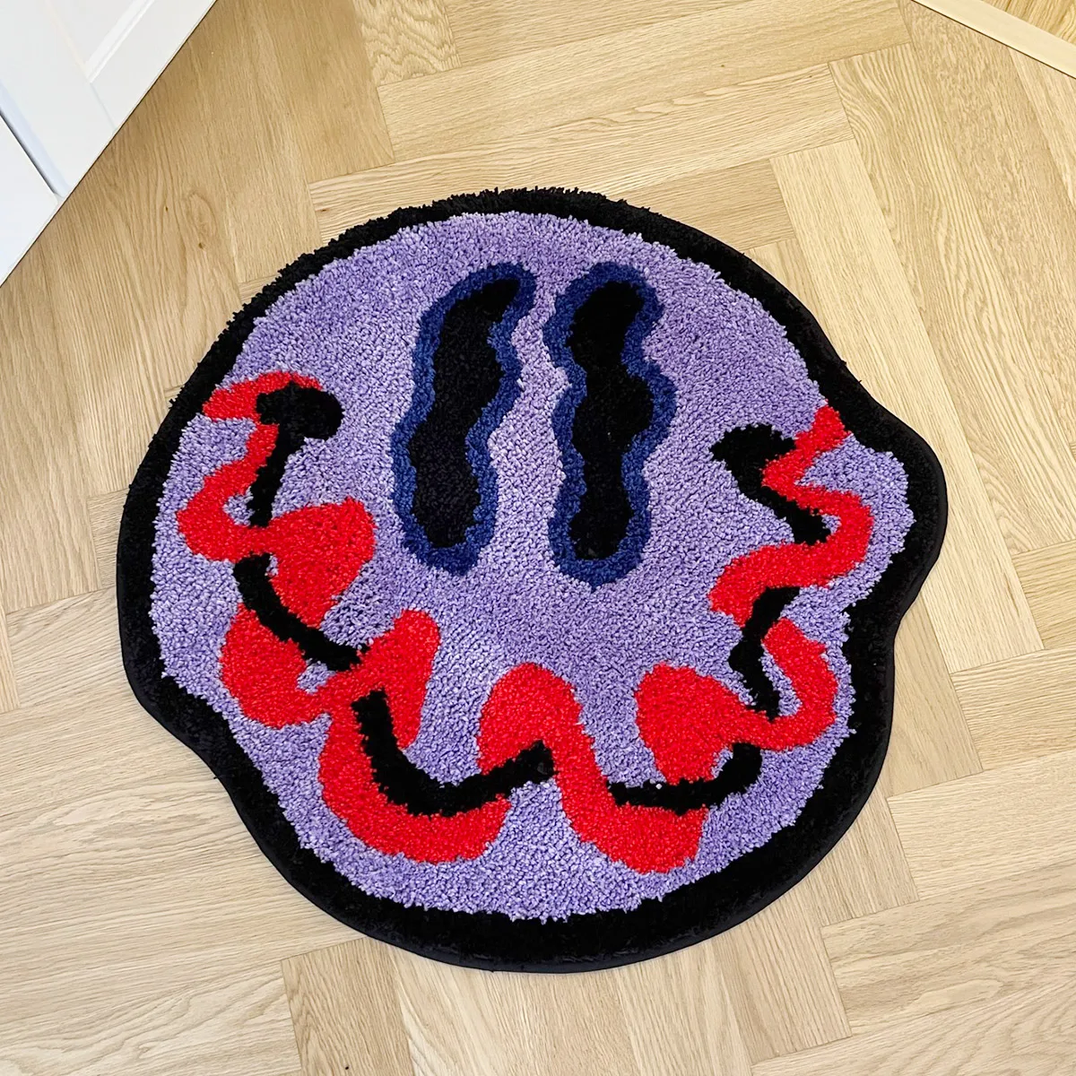AGILESTAR Lipstick Expression Accent Rug, Irregular Round Non-Slip Floor Mat, Colorful Y2K Decor for Playroom Kitchen Bedroom