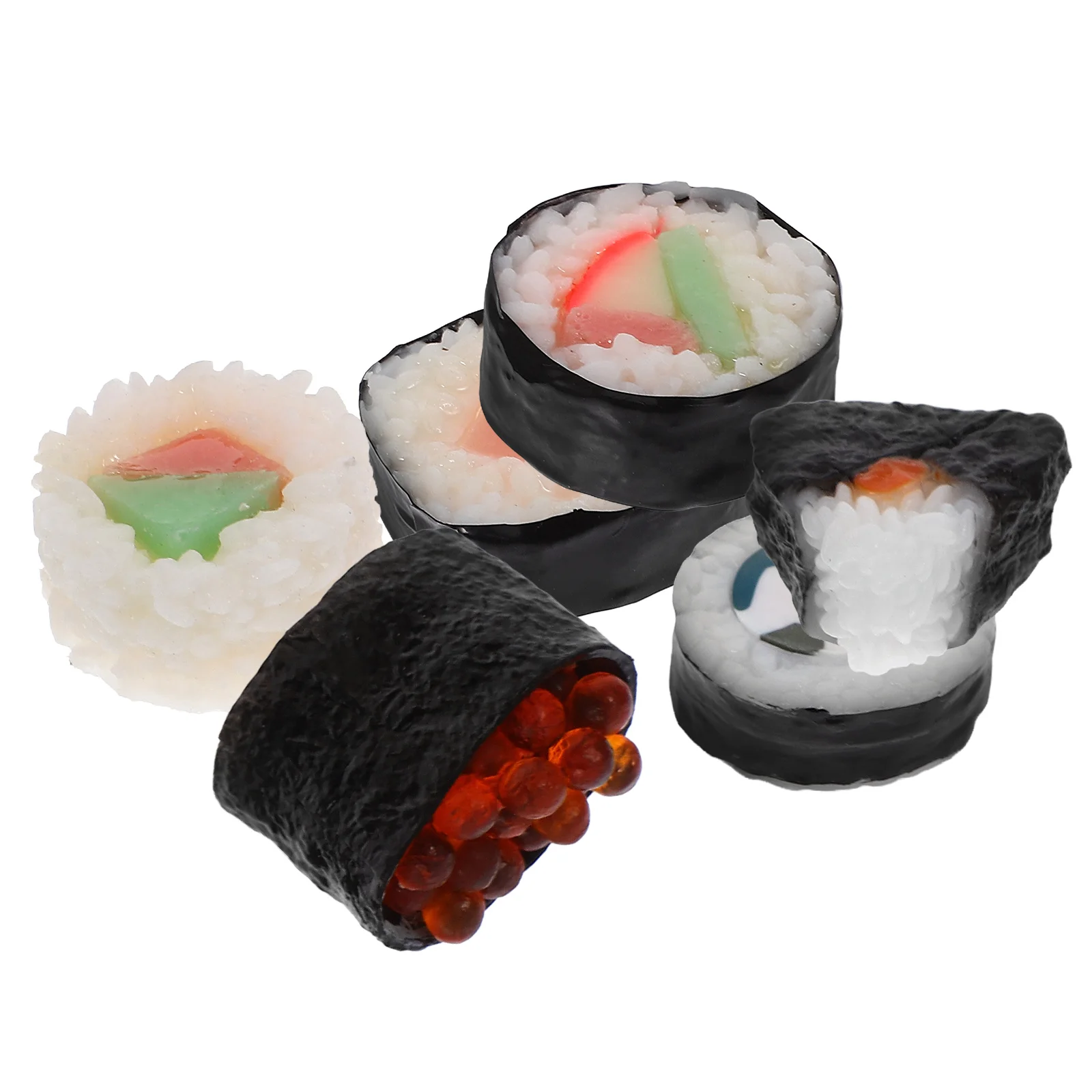 6 Pcs Simulation Sushi Model Japanese Decor Pretend Food Toy Miniature for Display Decoration Home Pvc Kitchen Accessories