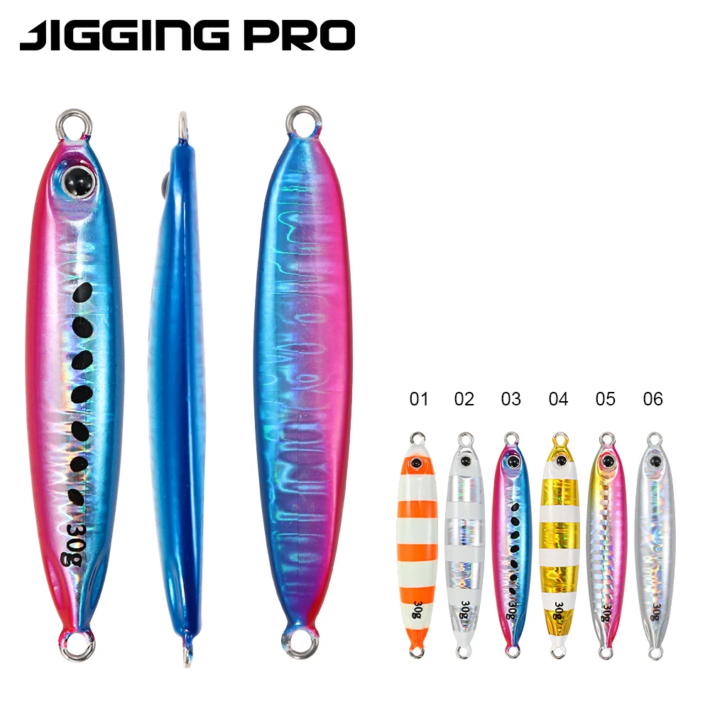 JIGGING PRO Metal Jig 20g 30g 40g 60g UV Glow Luminous Long Cast Shore Casting Saltwater Fishing Lure for Sea Bass