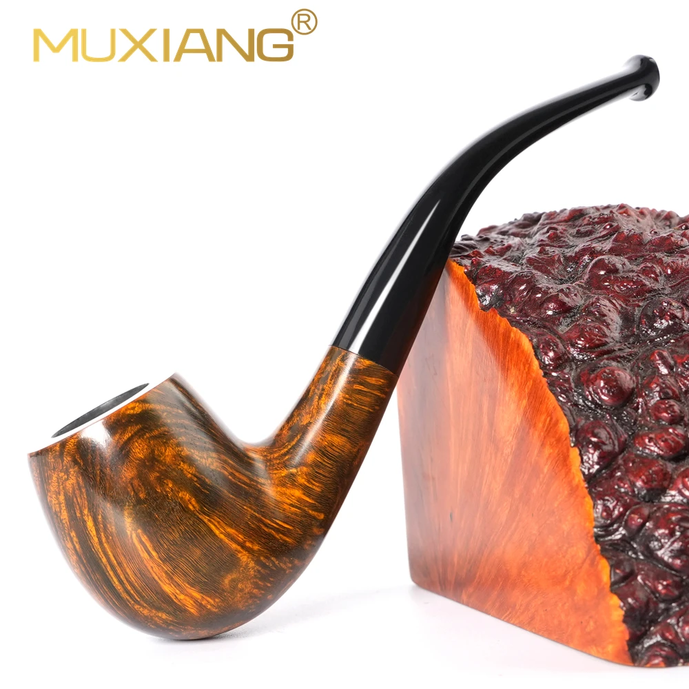 MUXIANG Handmade Tobacco Pipe Briarwood Pipe 3mm Pipe Channel Acrylic Pipe Mouth Classic Sherlock-Holmes Pipe Solid Wood Pipe