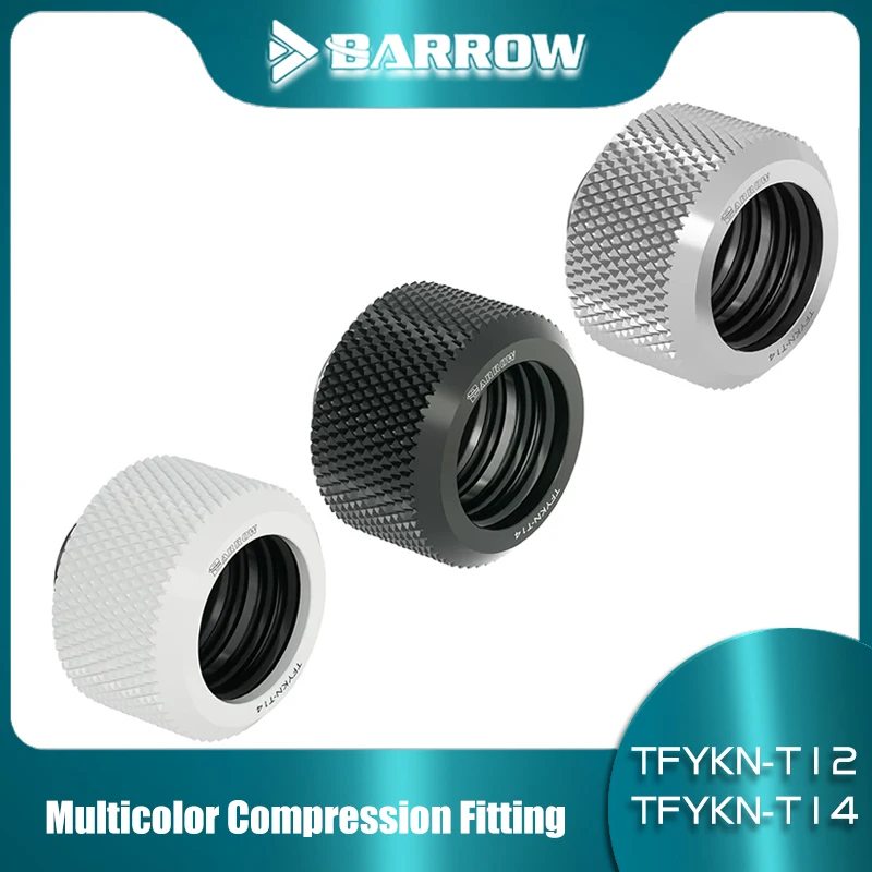 Conector de compresión para tubería rígida de 12 mm y 14 mm, de la marca Barrow Choice, con acabado multicolor, para tubos de diámetro exterior (OD) de 12 mm y 14 mm, con conexión G1/4", modelo TFYKN-T12/14.