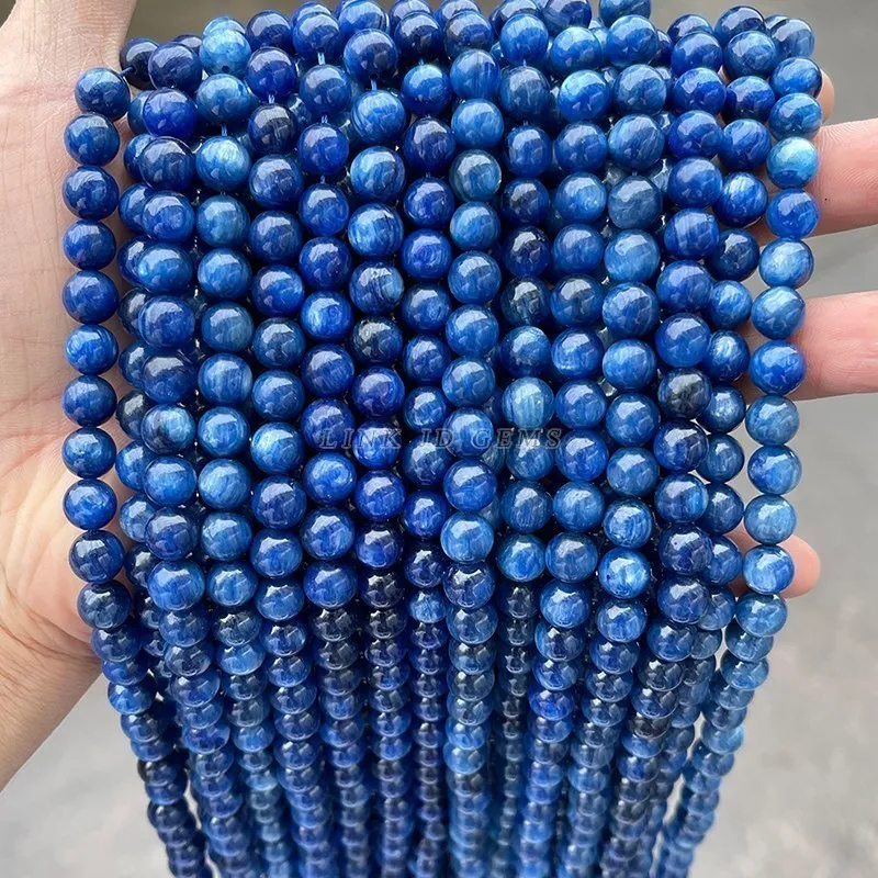 Wholesale 6 8 10mm Blue Kyanite Beads Round Loose Spacer Pick Size For Jewelry Making Diy Necklace Bracelet Accessory 15\