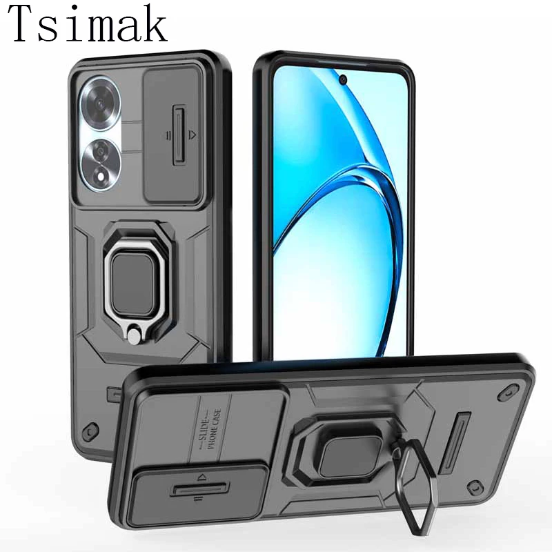 Slide Lens Case For OPPO A60 A79 A 60 Cover Shockproof Armor Funda for Realme 12 Pro Plus C65 C67 C 67 Phone Case