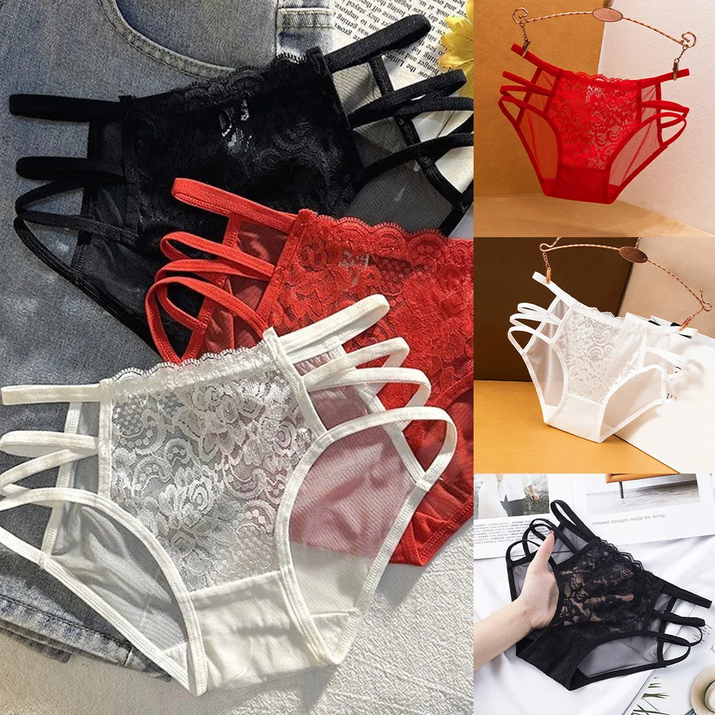 

Sexy Lace Women's Underwear Mesh Comfortable Panties Hollow Out Lingerie Seamless Briefs Soft Sleep Triangle Pants Underpants