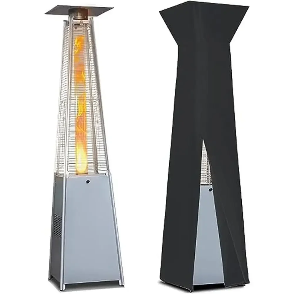 Quartz Glass Tube Patio Heater 48000 BTU Propane Outdoor with Waterproof Cover & Wheels 87