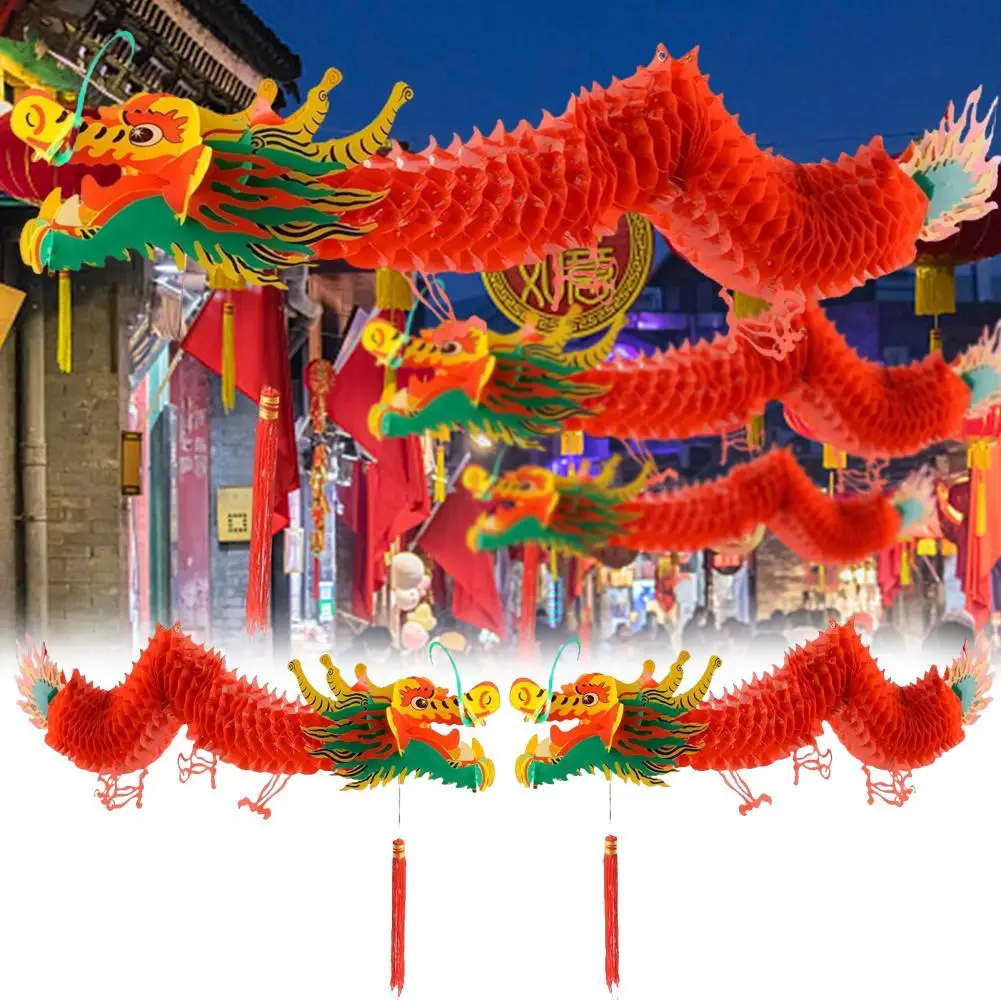 Chinese New Year Lantern Long-lasting Colorful Lantern Chinese Dragon Lantern with Tassel Festive for Spring for Indoor/outdoor