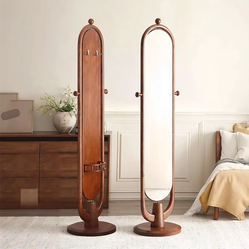 All solid wood rotating full-length mirror hanging hanger integrated bedroom home high-end floor-to-ceiling full-body fitting mi