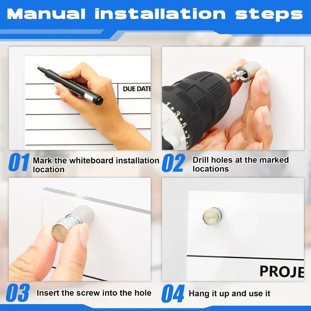 لوح مسح جاف مثبت على الحائط من الأكريليك الشفاف مقاس 24 × 18 مع علامات وممحاة للمكتب المنزلي وتخطيط الأسرة