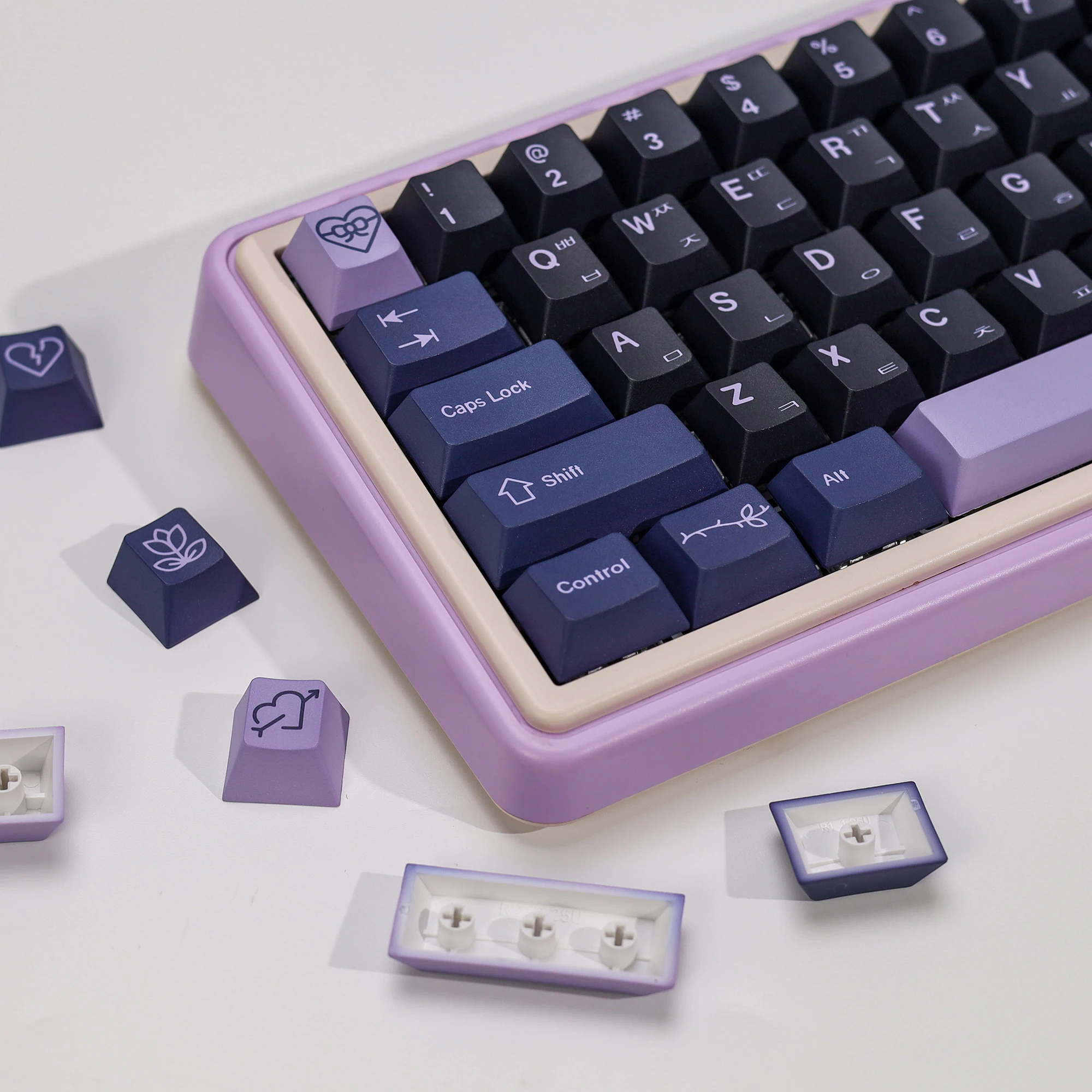KBDiy GMK First Love Keycap Korean Retro Purple Cherry Profile Alice Split PBT Keycaps For 60 Magnetic Mechanical Keyboard Gamer