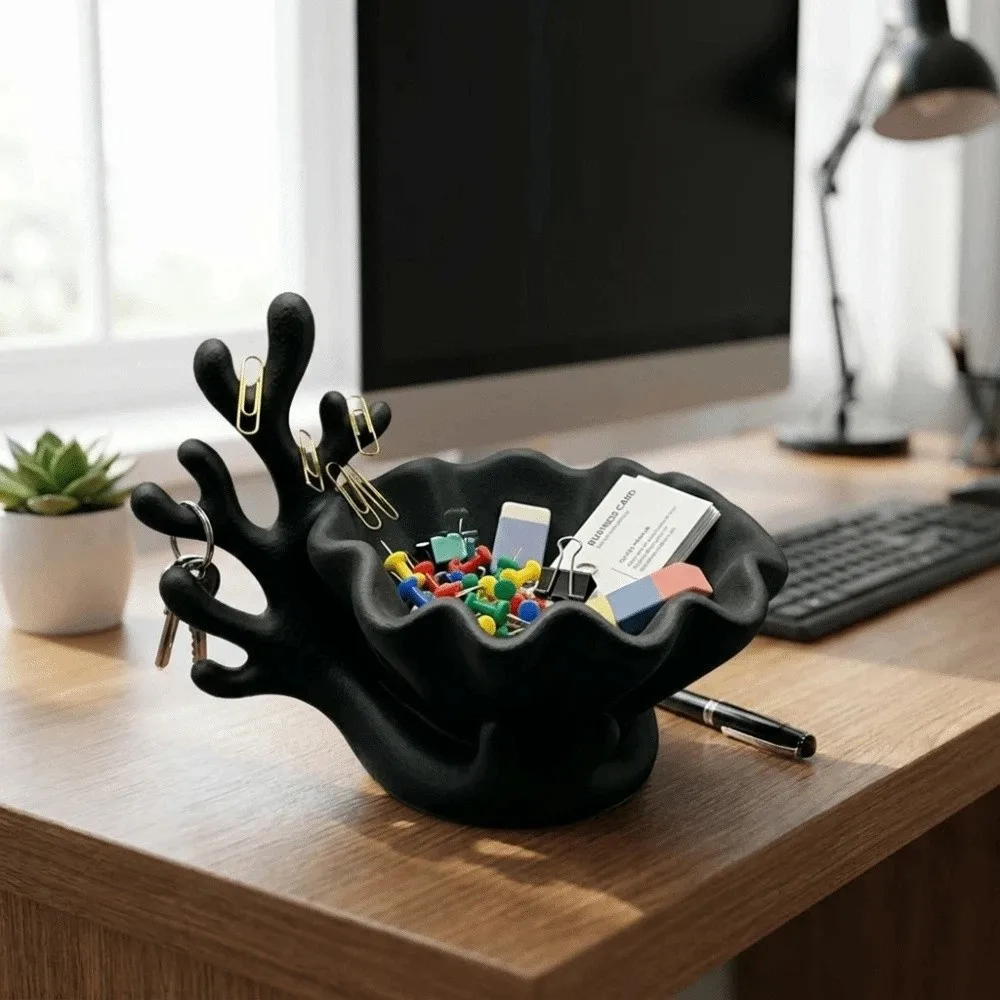 3D Printed Jewelry Storage Tray Coral Shell Shape Plastic Key Storage Box Multi-Purpose Ring Holder