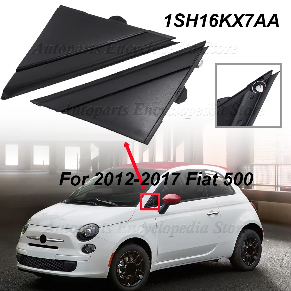 Matte Black 1SH17KX7AA For 2012-2017 Fiat 500 Matte Texture 1SH16KX7AA Left and Right Door Rearview Mirror Flag Cover Molding