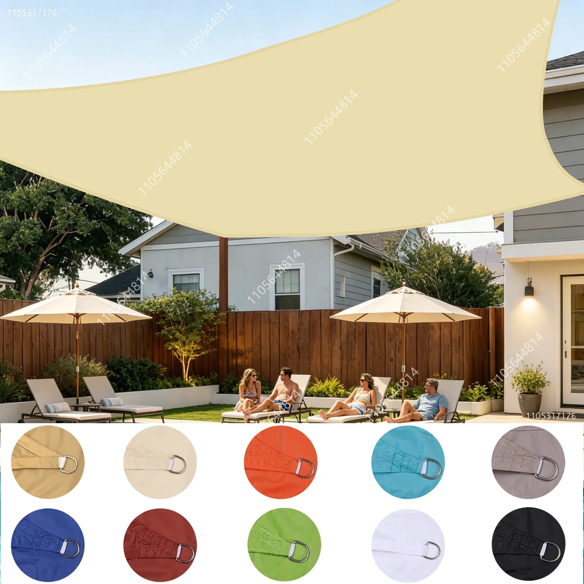 Beige Rectangle Sun Shade Sail Waterproof 98% UV Block Outdoor Canopy Awning for Pool Patio Backyard Garden Terrace Sun Shelter