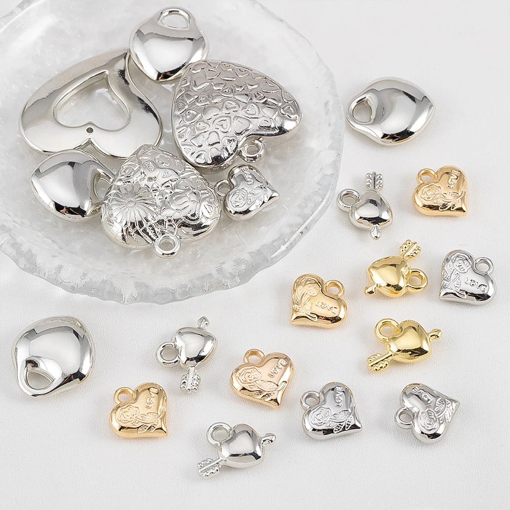 

100PCS/10PCS Smooth Carving Hollow Style Heart-shaped CCB Pendants For DIY Jewelry Necklace Bracelet Earring Pendant Accessories