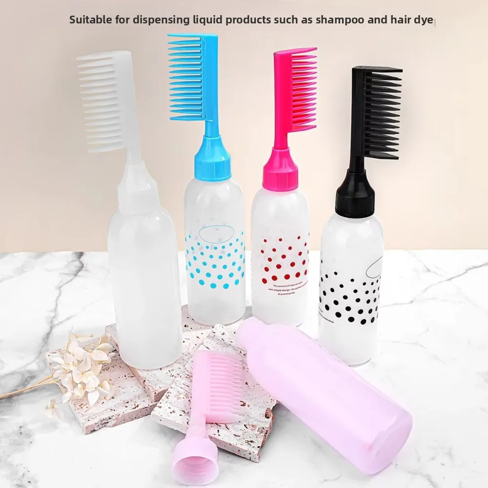 New Refillable Hair Dye Bottle with Comb Shampoo Brush Hair Dye Styling Tools Large Capacity Perming Solution Bottle