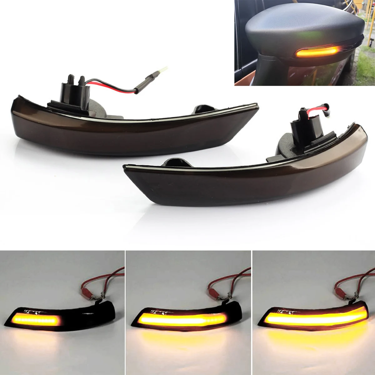 Amber LED Dynamic Turn Signal Light Blinker Rear View Mirror Lamp Indicator For Ford Kuga Ecosport 2013-2019 ONLY Car Styling