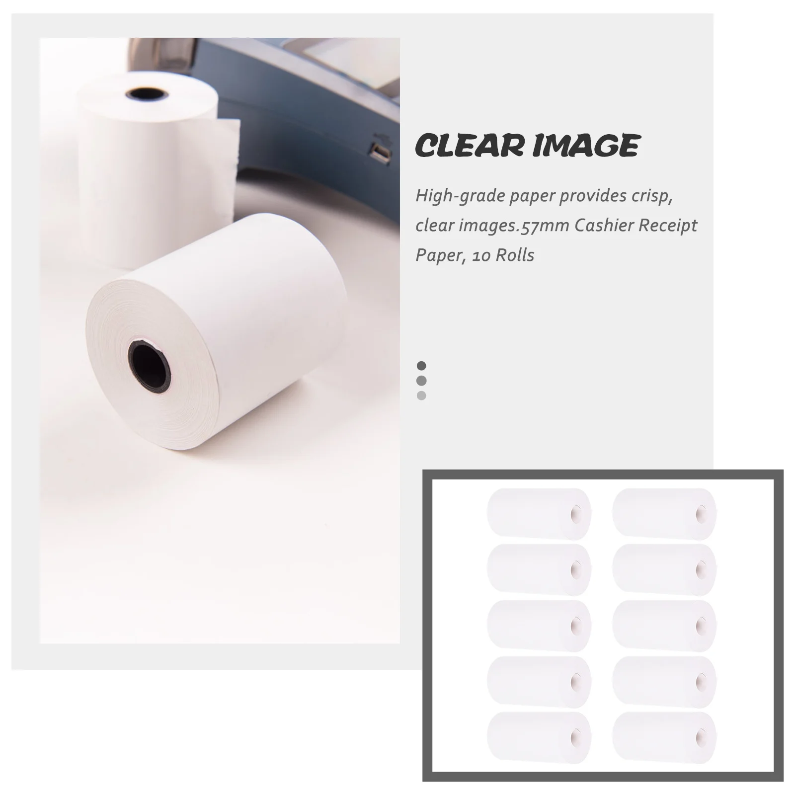 10 Rolls Printable Paper Rolls Lint Free Thermal Pos Paper Roll for Receipts Sharp Image Output Office Retail Shop Use
