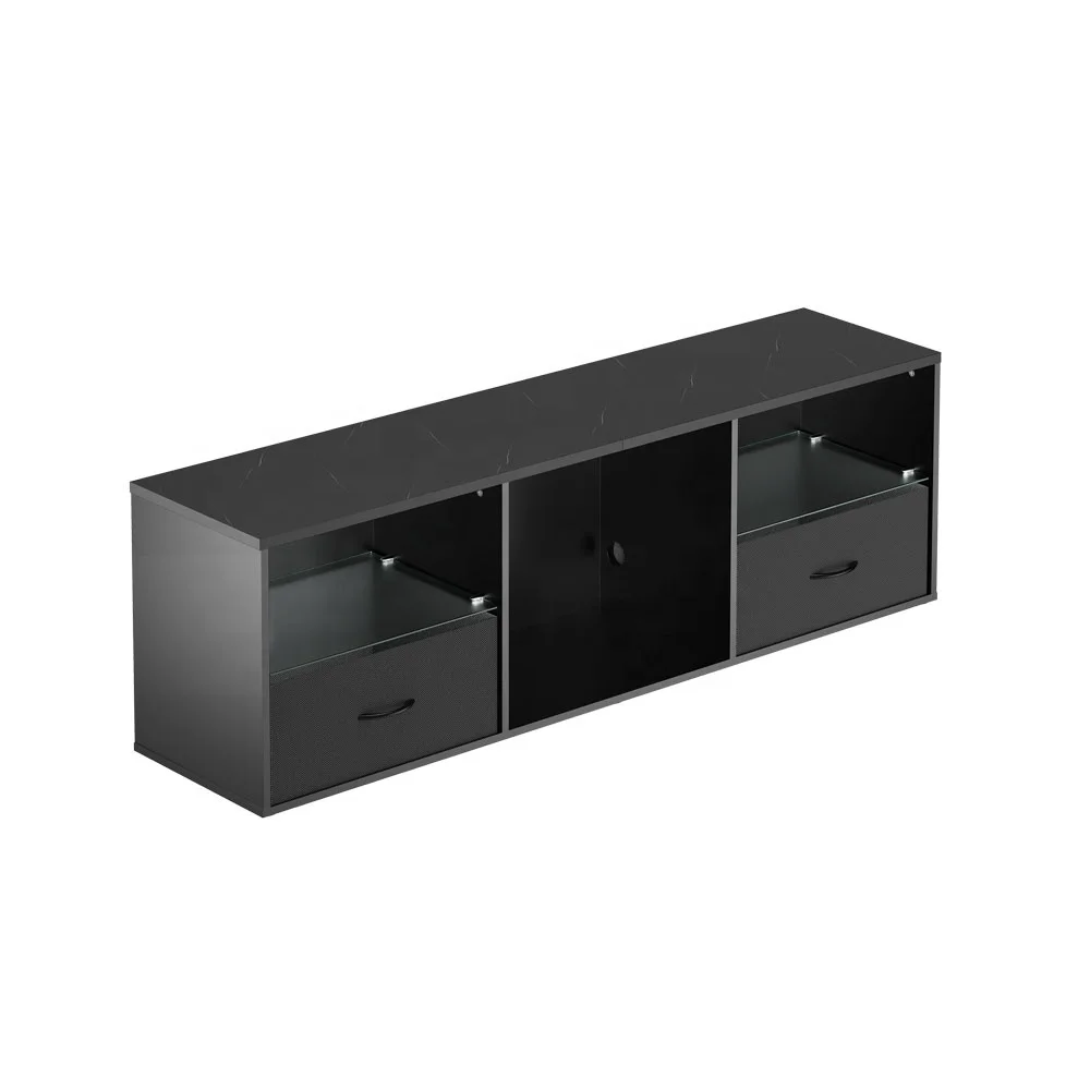TV-Entertainment-Center, große Medienkonsole, TV-Bodenständer aus Holz mit rutschfesten Polstern und Schubladen