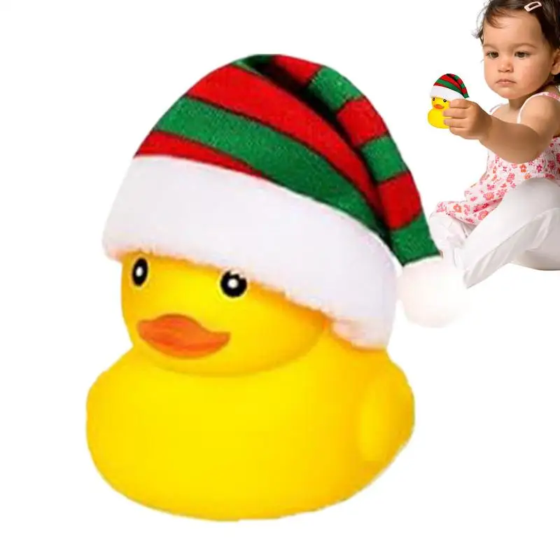 Rubber Duck Toy Cute Duck Toy With Santa Hat 5.5cm Portable Bath Parties Toy Funny Bathtub Floating Squeaky Duckies For