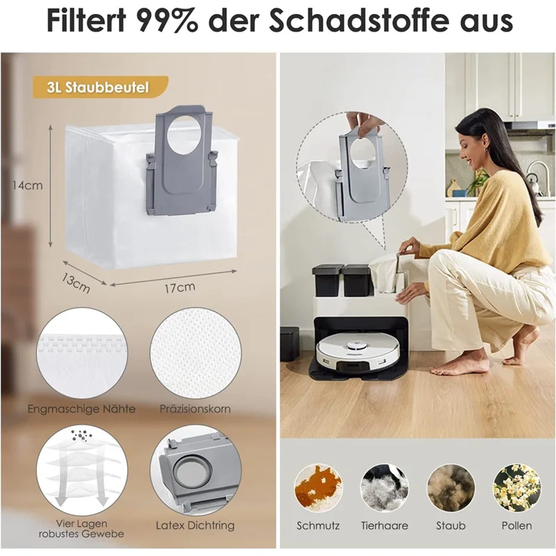 ABKR-Accessory Set For Roborock S7 Pro Ultra/S7 Maxv Ultra, 6 X Dust Bags, Main Roller Brush Robot Vacuum Cleaner Replacement