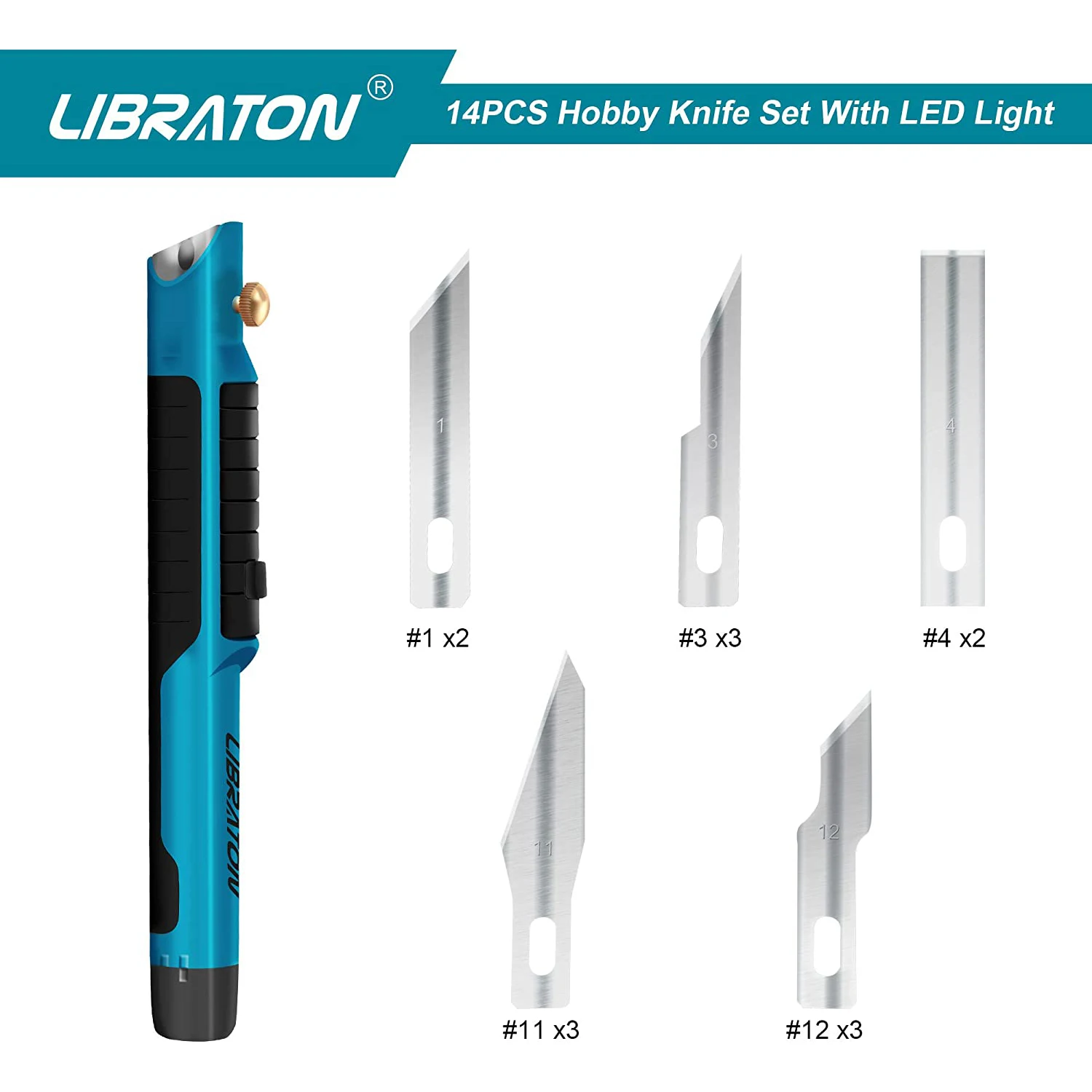 LIBRATON Knife with LED Light, 1PC DIY Craft Knife with 13PCS Knife Blades, Precision Knife Set for Art Work, Wood, Paper etc