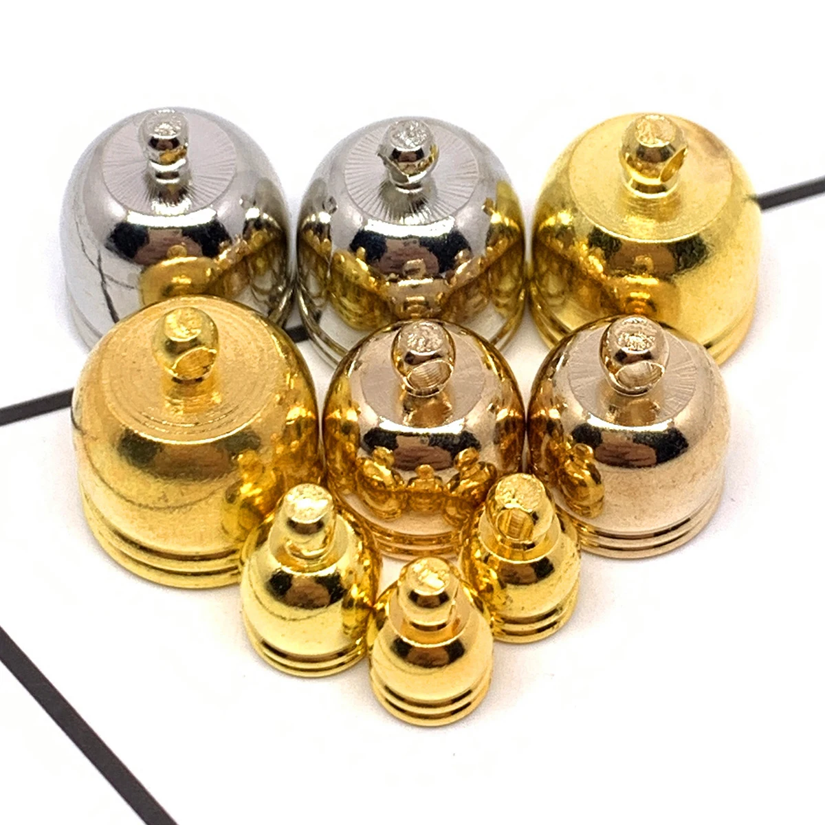 20-100 Stück 4-12mm Endkappen für Quasten, runde Crimp-Endkappen für Halsketten, Anhänger, Schmuckherstellung, Zubehör – Detail 2