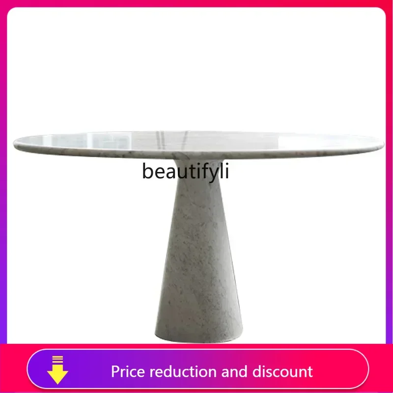 

xzzItalian minimalist natural marble round dining table Nordic light luxury, creative simplicity and modern furniture Y16