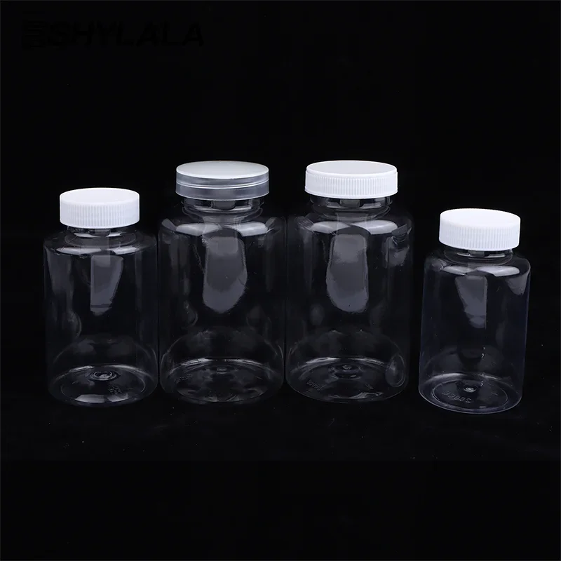 15-500ML Transparent Plastic Bottle Wide Mouth Medicine Bottle With Screw Lid Seal Vials Liquid Reagent Container Food Grade