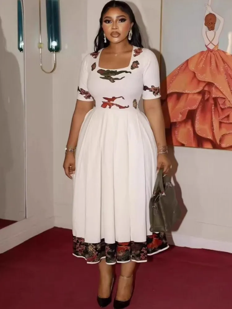 

Африканские платья для женщин, элегантное весенне-летнее платье миди с короткими рукавами Дашики, женская традиционная африканская одежда Fairy Dreaes