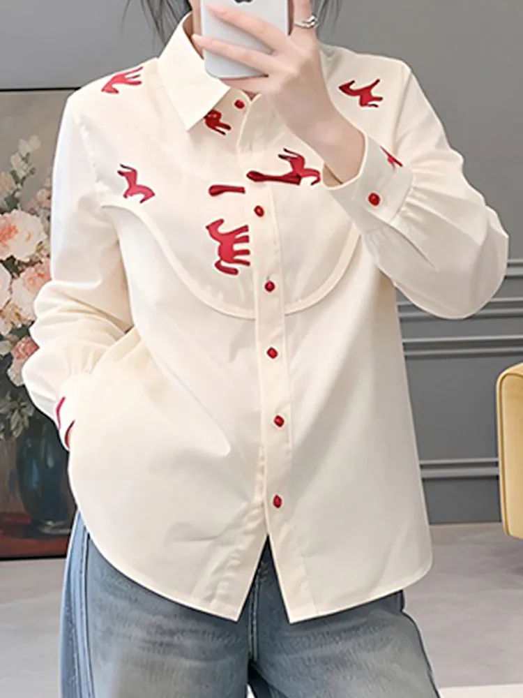 

Spring 2026 New Sle Color Blo Pattern Long Sve Women's irt Traditional Chinese Design Button up Casual Loose Fit