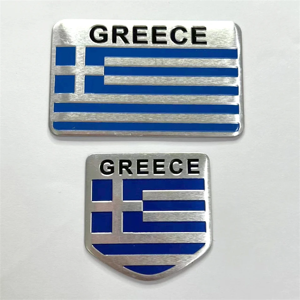 

3D Greece Flag Emblem Car Exterior Emblem Badge Sticker Decal Vehicle Fender Bumper Decals, 3D Aluminum Declaration Badge CB-15