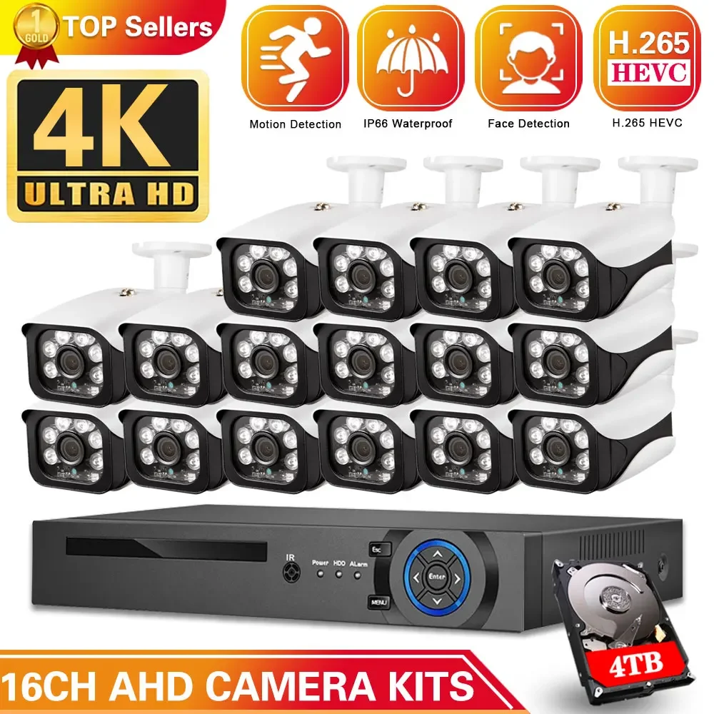 

H.265 16CH AHD DVR Kit 4K Security System Super 8MP Motion Face Detection Camera Outdoor IP66 Video Surveillance CCTV DVR Kit