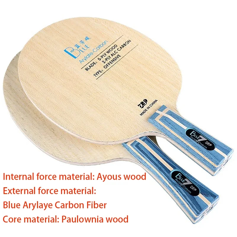 Hoja de tenis de mesa ALC azul Original 729, 5 madera 2 Arylate carbono profesional, hoja de Ping Pong amarillo ALC ofensivo