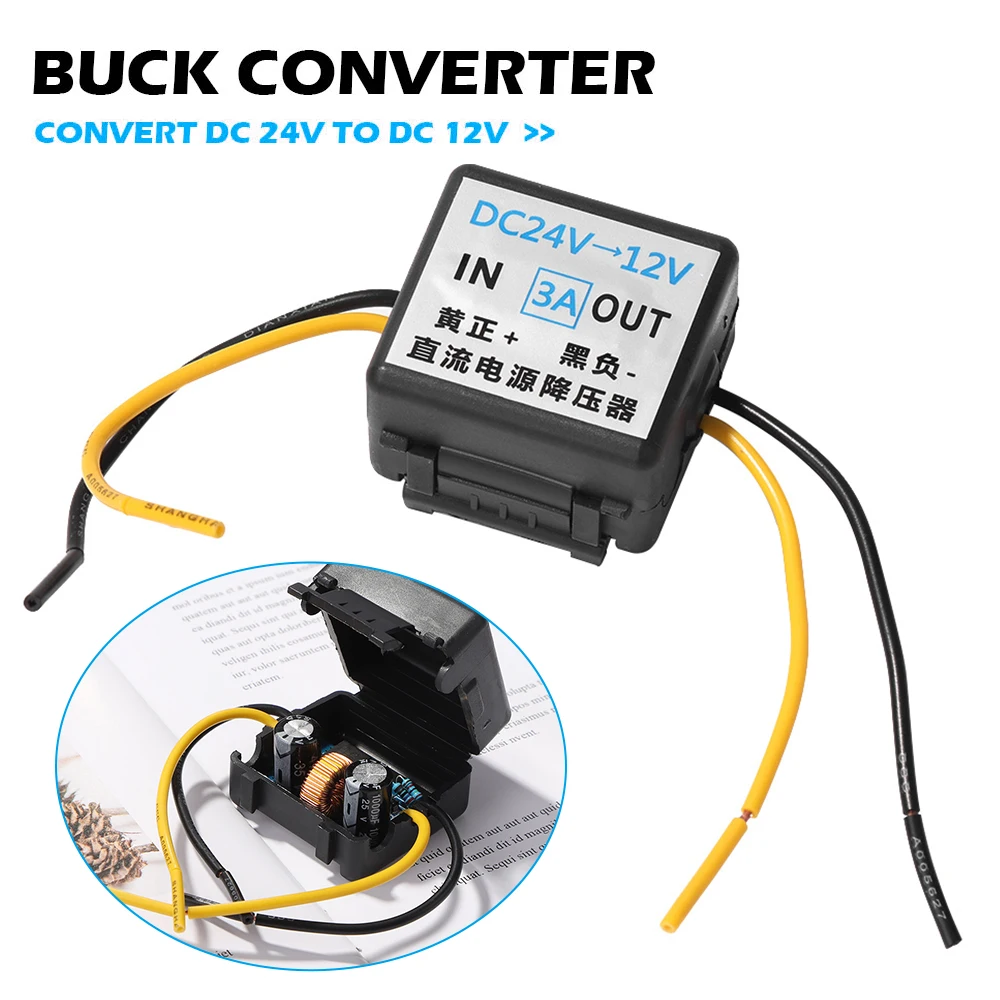 

DC 24V To 12V 3A Car Power Converter Buck Converter Regulator Universal DC DC Converter Voltage Regulator Voltage Transformer